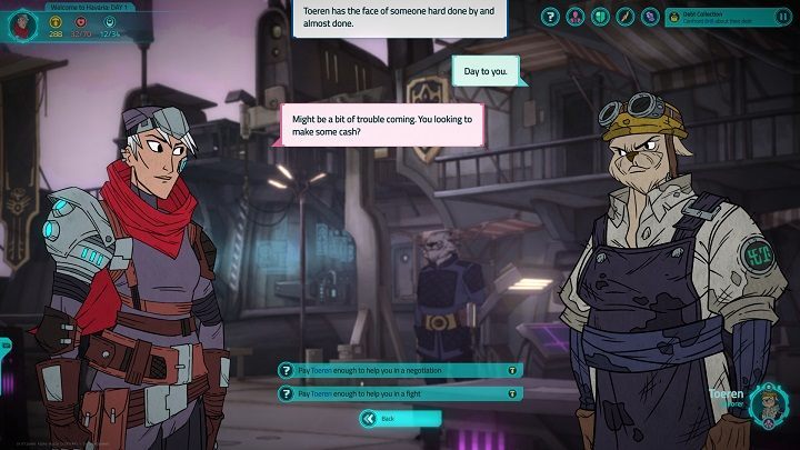 Dla przykładu, Toeren za pomoc w negocjacjach chce 45 złota, zaś za wsparcie w walce 67. - 10 porad na start w Griftlands - Griftlands - poradnik do gry