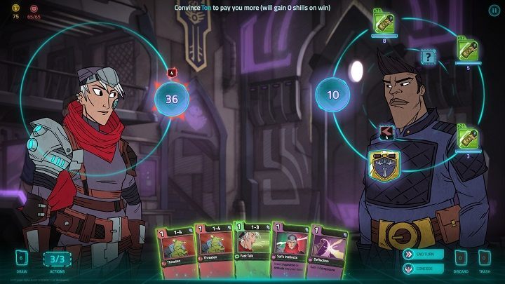 Za zbicie argumentu z: 8 hp otrzymamy 71 złota, 5 hp 37 złota a z 3 hp 21 złota. - 10 porad na start w Griftlands - Griftlands - poradnik do gry