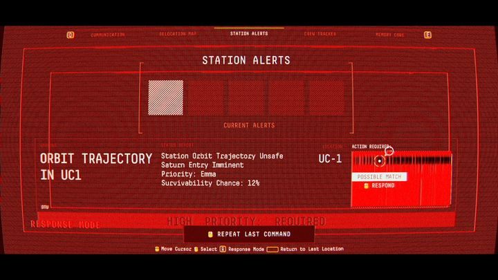 Włączy się alarm, wciśnij spację i przejdź do STATION ALERTS - Observation: Procedura zrzutu i powrót na ziemię, solucja, etap 8 - Observation - poradnik do gry