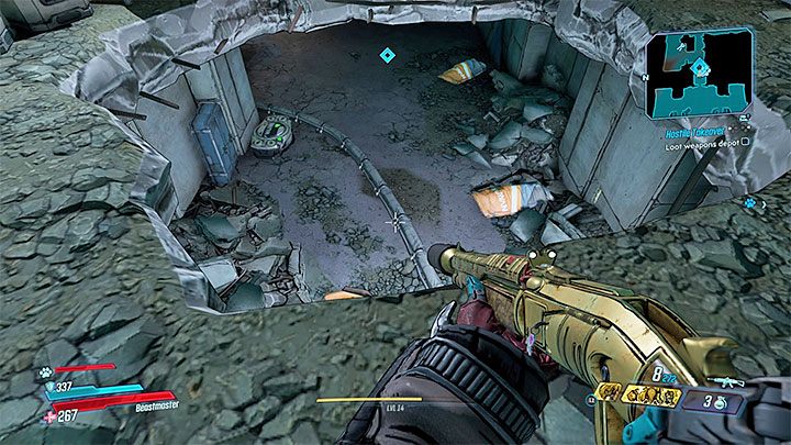 Wyrusz w stronę składu broni, do którego prowadzi dziura w podłodze - Hostile Takeover | Solucja Borderlands 3 - Borderlands 3 - poradnik do gry