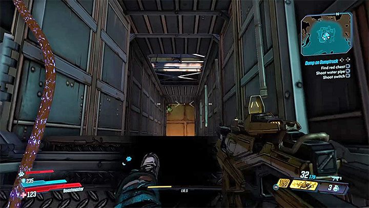 Możesz już powrócić do zapadni, która otworzyła się dzięki dostarczeniu prądu do skrzynki z bezpiecznikami - Jak otworzyć zapadnię w queście Dump on Dumptruck w Borderlands 3? - Borderlands 3 - poradnik do gry