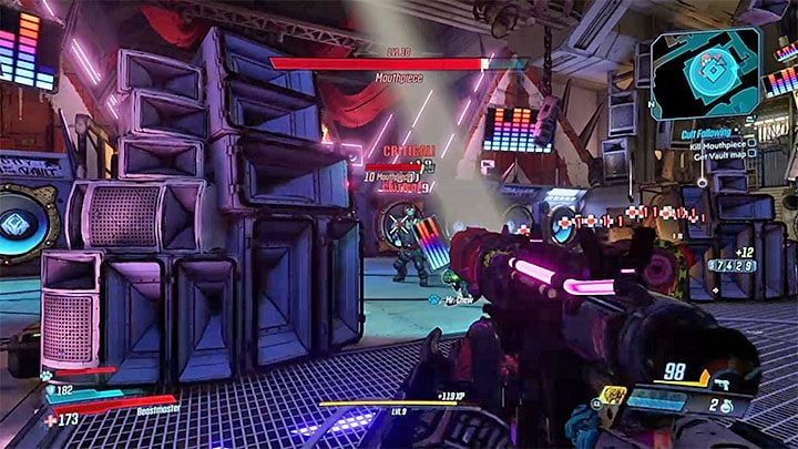 Mouthpiece dysponuje bronią palną, z użyciem której może skutecznie atakować cię na odległość - Mouthpiece | Trudni przeciwnicy w Borderlands 3 - Borderlands 3 - poradnik do gry