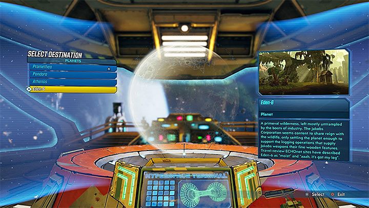 Wysłuchaj rozmowy z Wainwrightem i skorzystaj z komputera nawigacji na mostku kapitańskim Sanctuary żeby zaplanować podróż do nowo odblokowanej planety Eden-6 - Hammerlocked | Solucja Borderlands 3 - Borderlands 3 - poradnik do gry