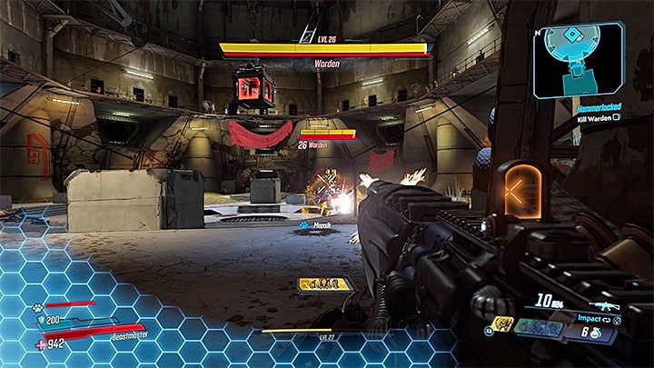 Warden polega na atakach dystansowych i jego również warto ostrzeliwać z możliwie jak największej odległości - Hammerlocked | Solucja Borderlands 3 - Borderlands 3 - poradnik do gry