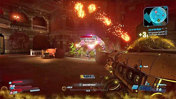 Innym częstym atakiem bossa jest wysyłanie w stronę bohatera ognistych czaszek - Billy, The Anointed | Trudni przeciwnicy w Borderlands 3 - Borderlands 3 - poradnik do gry