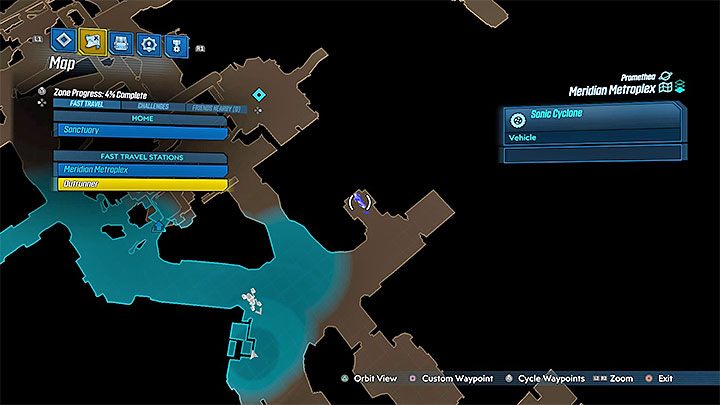 Pojazd Sonic Cyclone możesz znaleźć na planecie Promethea w regionie Meridian Metroplex - Jak dotrzeć do pojazdu Sonic Cyclone w Borderlands 3? - Borderlands 3 - poradnik do gry