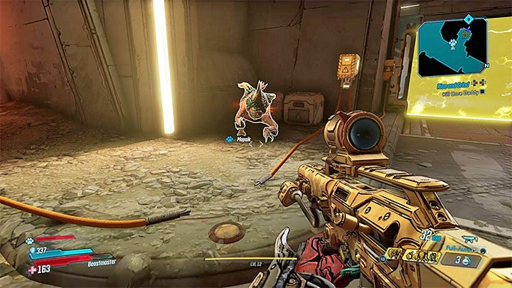 Zwróć uwagę na pomarańczowy kabel, który odchodzi od skrzynki z bezpiecznikami zlokalizowanej na lewo od pola siłowego - Jak dotrzeć do pojazdu Sonic Cyclone w Borderlands 3? - Borderlands 3 - poradnik do gry