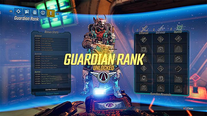 Menu Guardian Rank zostanie odblokowane tuż po ukończeniu ostatniego głównego questu Divine Retribution - Dlaczego nie mogę zużywać tokenów w Borderlands 3? - Borderlands 3 - poradnik do gry