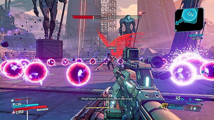 Podstawowy atak bossa polega na wypuszczaniu kul energii - Troy Calypso | Trudni przeciwnicy w Borderlands 3 - Borderlands 3 - poradnik do gry