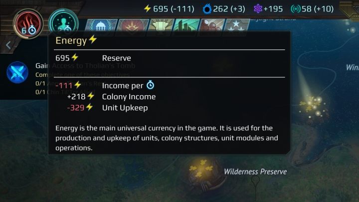 Posiadanie zbyt dużej ilości jednostek zakończyć może się ujemną produkcją energii. - Zarządzanie armią w Age of Wonders Planetfall - Age of Wonders Planetfall - poradnik do gry