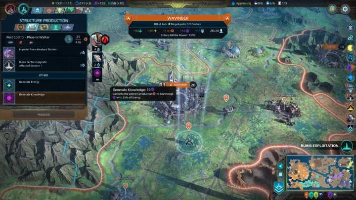 Jeśli kolonia nic nie produkuje, warto ustawić tam generowanie wiedzy. - Badania naukowe w Age of Wonders Planetfall - Age of Wonders Planetfall - poradnik do gry