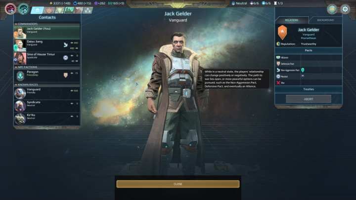 Okienko dyplomacji. - Dyplomacja i handel w Age of Wonders Planetfall - Age of Wonders Planetfall - poradnik do gry