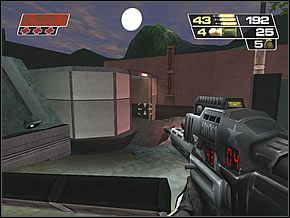 Jak tylko Shrike rozwali zabezpieczające główne wrota blokady, możesz udać się przez nie do środka - Complex Exterior | Foreign Lands | Red Faction II - Red Faction II - poradnik do gry