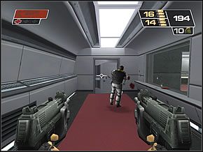 Przejdź przez korytarz i do pokoju, w którym ściana z prawej zostanie zniszczona przez wybuch - Admin Area | Public Information Building | Red Faction II - Red Faction II - poradnik do gry