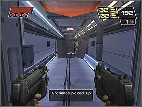 Zrób pożytek ze swojego granatnika, po czym ruszaj dalej, w stronę okna z lewej - Propaganda Studios | Public Information Building | Red Faction II - Red Faction II - poradnik do gry