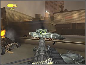 Drugi gunship nadleci zza zakrętu, na który zaraz wjedziesz - Traffic Congestion | Tank on the Town | Red Faction II - Red Faction II - poradnik do gry