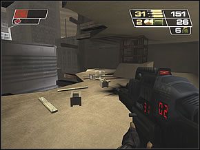 Kolejnym zadaniem będzie zdjęcie snajpera z naprzeciwległych dachów - pojawi się przy antenie satelitarnej - Death From Above | Hanging in the Hood | Red Faction II - Red Faction II - poradnik do gry