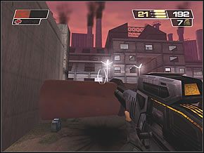 Najlepszym miejscem do ochrony jest oczywiście rura z lewej - On the Docks | A River Runs to it | Red Faction II - Red Faction II - poradnik do gry