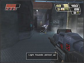 Przez drzwi po prawej wejdziesz do sporej sali z masą idących w Twoją stronę wojaków - Industrial Processing | Inside the Nano Base | Red Faction II - Red Faction II - poradnik do gry