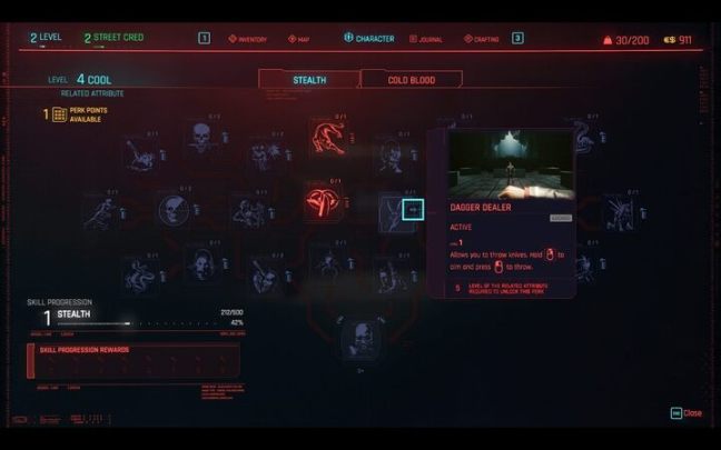 Walkę na odległość może ułatwić Ci atrybut - Dagger Dealer - Cyberpunk 2077: Walka - Cyberpunk 2077 - poradnik do gry