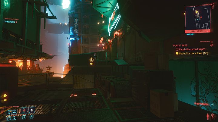 Zejdź z podestu i cofnij się nieco, wskocz na balkon po prawej stronie, a następnie wejdź do windy - Cyberpunk 2077: Przerwane milczenie/Play It Safe - solucja, opis przejścia - Cyberpunk 2077 - poradnik do gry