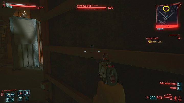 Zaraz po rozpoczęciu walki zacznij biec w wybranym przez siebie kierunku, by zgubić Odę - Cyberpunk 2077: Przerwane milczenie/Play It Safe - solucja, opis przejścia - Cyberpunk 2077 - poradnik do gry