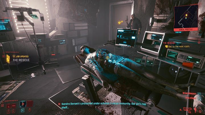 W jednym z pokojów znajdziesz zmaltretowane ciało dziewczyny - Cyberpunk 2077: Ostatnia taka robota/The Rescue - solucja, opis przejścia - Cyberpunk 2077 - poradnik do gry