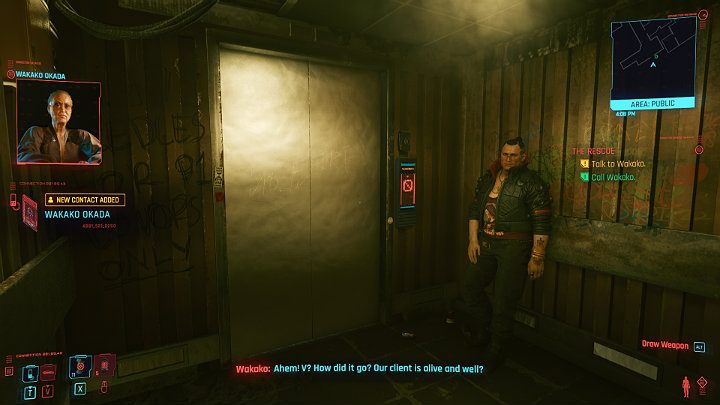 Porozmawiaj z Jackiem i udaj się wraz z nim do windy - Cyberpunk 2077: Ostatnia taka robota/The Rescue - solucja, opis przejścia - Cyberpunk 2077 - poradnik do gry