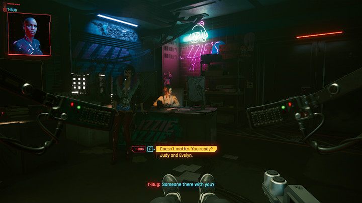 Gdy Judy zapyta, czy V jest gotowy na to, by zająć się nagraniem Evelyn, ten nie będzie do końca przekonany i chce zrobić krótką przerwę - Cyberpunk 2077: Cherchez la Femme/The Information - solucja, opis przejścia - Cyberpunk 2077 - poradnik do gry