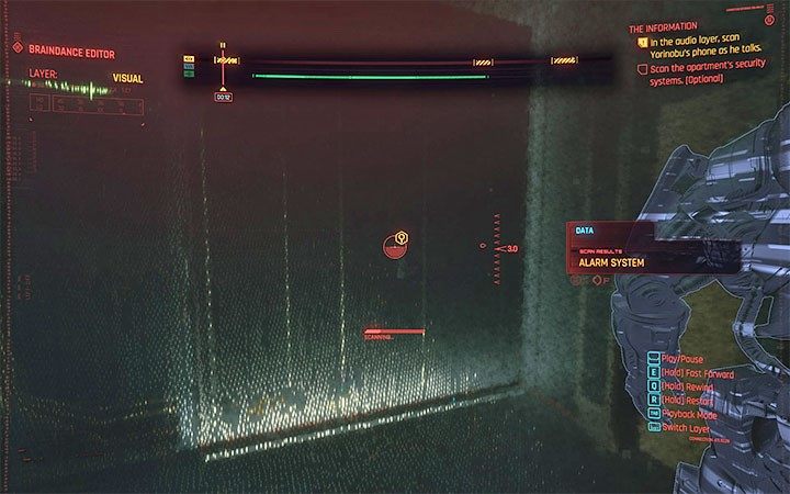 Wznów nagranie, ale po chwili ponownie je zatrzymaj - Cyberpunk 2077: Cherchez la Femme/The Information - solucja, opis przejścia - Cyberpunk 2077 - poradnik do gry