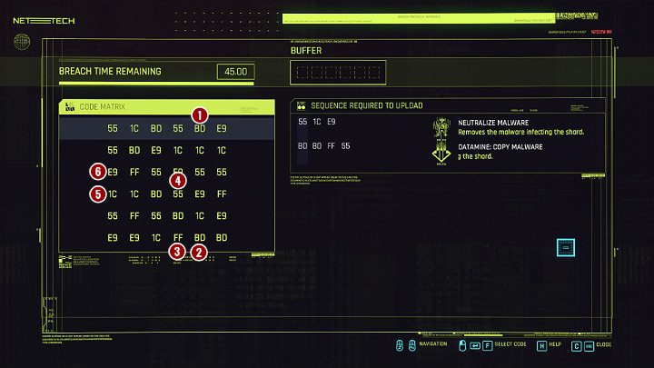 Na wykonanie tej operacji masz 45 sekund, a licznik rozpocznie odliczanie po pierwszym kliknięciu - Cyberpunk 2077: Bilet wstępu/The Pickup - solucja, opis przejścia - Cyberpunk 2077 - poradnik do gry