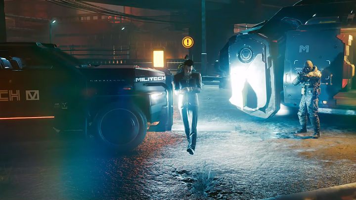 Gdy wyjdziesz na zewnątrz, będzie tam na Ciebie czekać Anthony Gilchrist, który najwidoczniej nie jest już więźniem pani Stout - Cyberpunk 2077: Bilet wstępu/The Pickup - solucja, opis przejścia - Cyberpunk 2077 - poradnik do gry