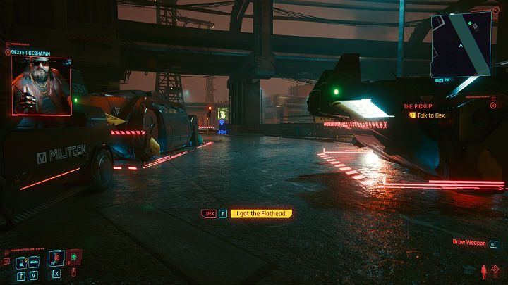 Po rozmowie z Gilchristem pomów z Jackiem, a następnie zadzwoń do Dexa, by poinformować go o tym, jak przebiegły interesy z Maelstromem - Cyberpunk 2077: Bilet wstępu/The Pickup - solucja, opis przejścia - Cyberpunk 2077 - poradnik do gry