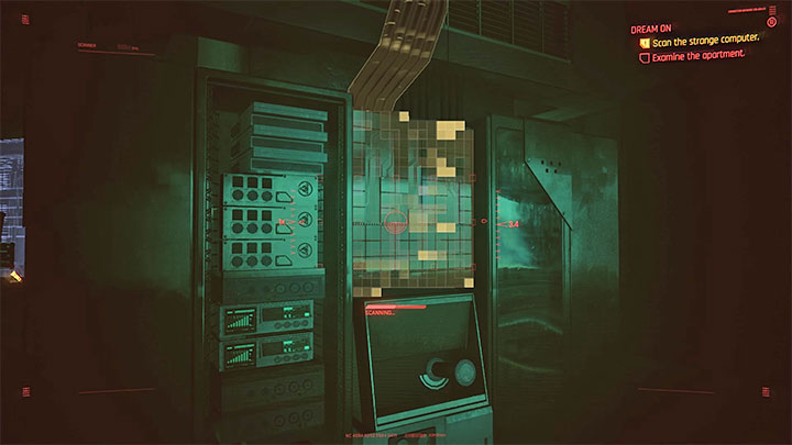 Kolejny ważny krok to zeskanowanie dziwnego komputera z nowo odblokowanego pomieszczenia - Cyberpunk 2077: Bunraku - solucja, opis przejścia - Cyberpunk 2077 - poradnik do gry
