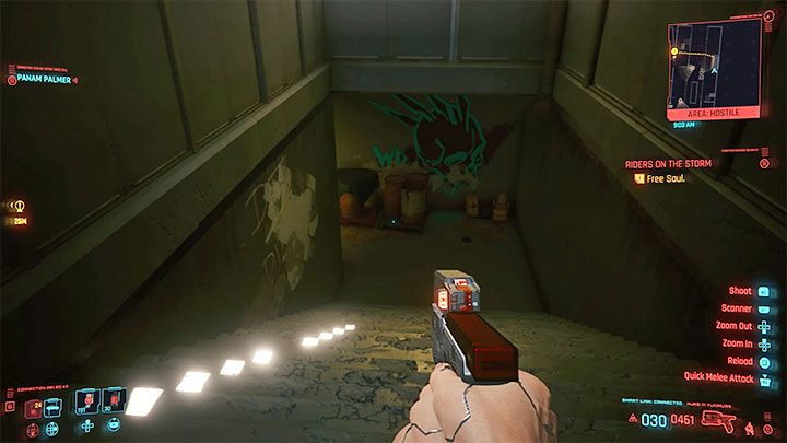 Niezależnie od wybranego stylu gry musisz dotrzeć do schodów prowadzących do piwnicy - Cyberpunk 2077: Kto sieje wiatr/Riders on the Storm (Panam) - solucja - Cyberpunk 2077 - poradnik do gry