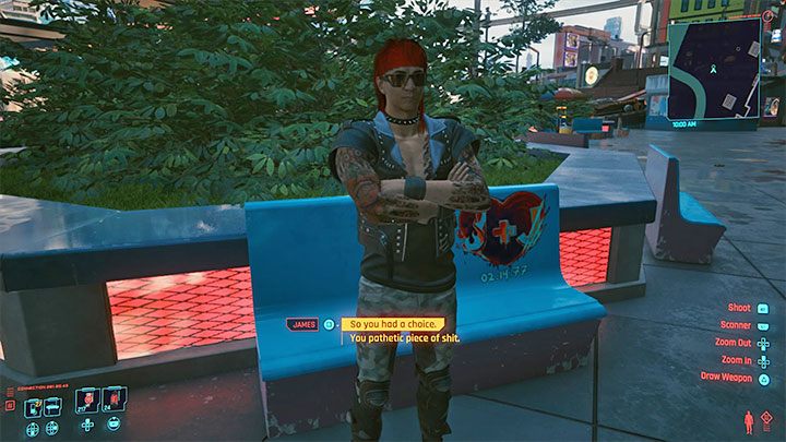 Pozostało ci już tylko powrócić do Jamesa w Japantown w Westbrook i jako że znasz już jego lokalizację jego położenie będzie widoczne na mapie - Cyberpunk 2077: J + J = WNM - solucja, opis przejścia - Cyberpunk 2077 - poradnik do gry