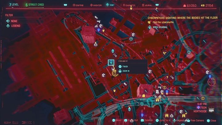 Carter znajduje się w bocznej uliczce, zaraz obok parkingu, w północnej części Watson, w dzielnicy Northside - Cyberpunk 2077: Gdzie leży pies pogrzebany - cyberpsychopata, solucja - Cyberpunk 2077 - poradnik do gry