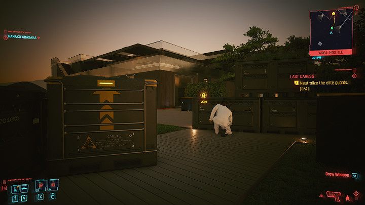 Do rezydencji najlepiej dostać się idąc wzdłuż ściany po prawej stronie, przez ogród - Cyberpunk 2077: Początek końca/Last Caress - solucja, opis przejścia - Cyberpunk 2077 - poradnik do gry