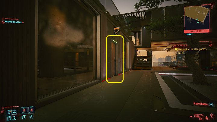Do budynku dostaniesz się przez drzwi po zachodniej stronie - Cyberpunk 2077: Początek końca/Last Caress - solucja, opis przejścia - Cyberpunk 2077 - poradnik do gry