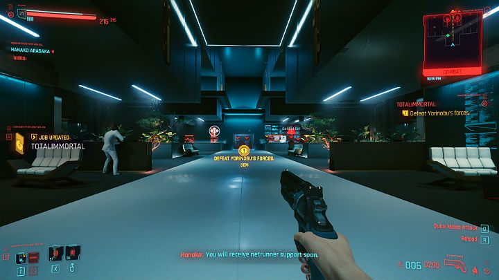 Na 140 piętrze czeka na Ciebie komitet powitalny złożony z kilku ochroniarzy Arasaki - Cyberpunk 2077: Siostra i brat/Totalimmortal - solucja, opis przejścia - Cyberpunk 2077 - poradnik do gry