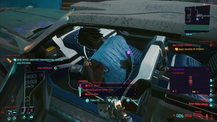 Miejsce ukrycia: na siedzeniu kierowcy jest ciało - Cyberpunk 2077: Wszystkie Drzazgi atutów - Cyberpunk 2077 - poradnik do gry