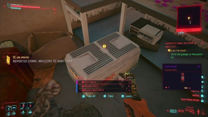 Miejsce ukrycia: gdy trafisz do niewielkiego budynku strzeżonego przez kilku przeciwników musisz ich wyeliminować - Cyberpunk 2077: Wszystkie Drzazgi atutów - Cyberpunk 2077 - poradnik do gry