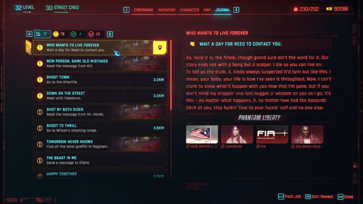 Sekretne zakończenie jest powiązane z questem Żywot spokojnego człowieka - opisaliśmy go na osobnej stronie solucji - Cyberpunk Phantom Liberty: Jak odblokować sekretne zakończenie? - Cyberpunk 2077 - poradnik do gry