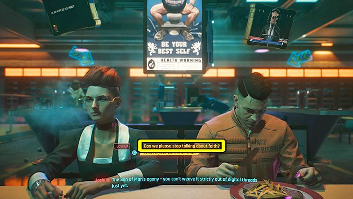 Jeśli odmówiłeś Rachel to wejdź do restauracji PieZ i usiądź przy stoliku - Cyberpunk 2077: Znak Jonasza - solucja, opis przejścia - Cyberpunk 2077 - poradnik do gry