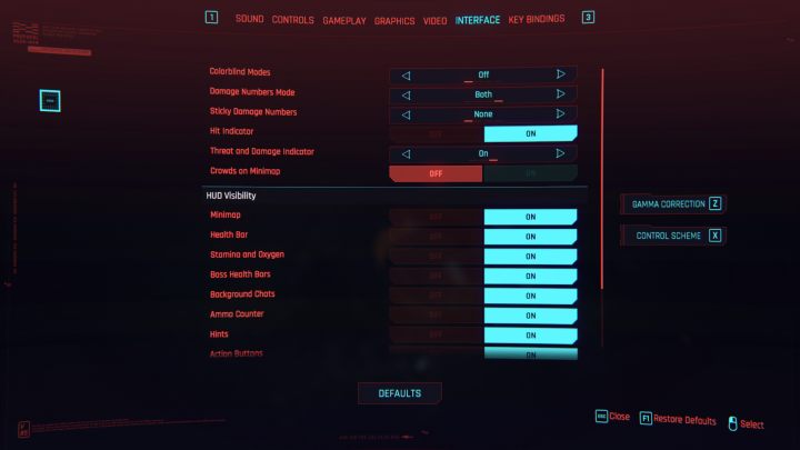 Wskaźniki obrażeń możesz wyłączyć (lub zmieniać ich ustawienia) w opcjach gry w zakładce Interfejs - Cyberpunk 2077: Jak wyłączyć wskaźniki obrażeń? - Cyberpunk 2077 - poradnik do gry