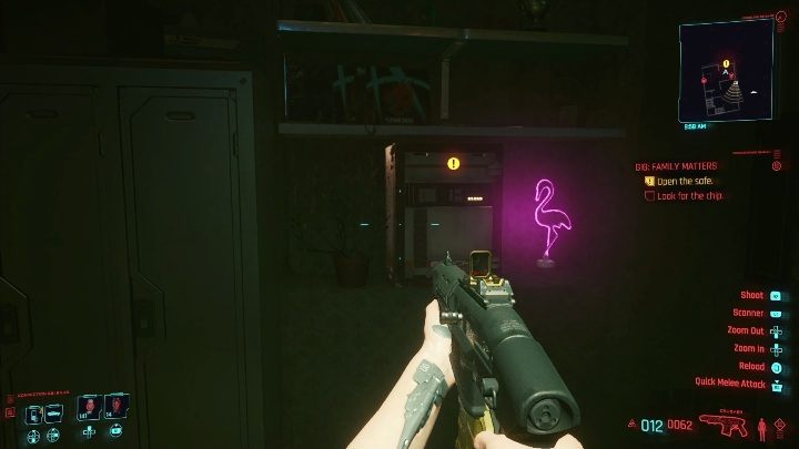 Solucja: twoim zadaniem jest dostanie się do małego sejfu, wiszącego obok święcącego flaminga - Cyberpunk 2077: Odzyskanie własności, Santo Domingo - kontrakty, solucja, mapa - Cyberpunk 2077 - poradnik do gry