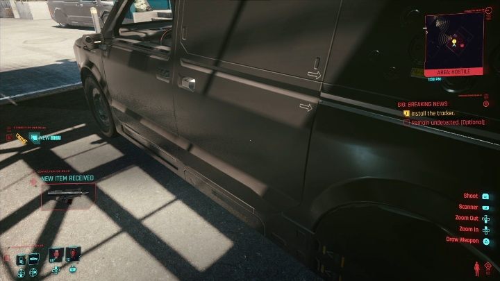Następnie udaj się na parking i odnajdź czarną furgonetkę - Cyberpunk 2077: Sabotaż, Santo Domingo - kontrakty, solucja, mapa - Cyberpunk 2077 - poradnik do gry