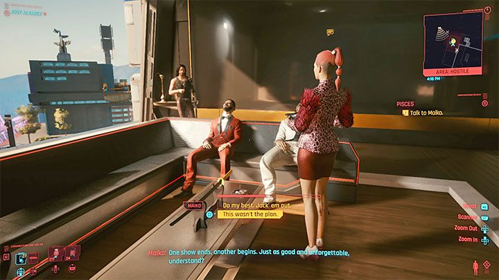 W biurze docelowo pozostaną cztery osoby - Maiko, Hiromi oraz dwóch członków gangu Tyger Claws, którzy zostaną wybudzeni z braindansu - Cyberpunk 2077: Tysiące twarzy, setki miraży/Pisces (Judy) - solucja - Cyberpunk 2077 - poradnik do gry