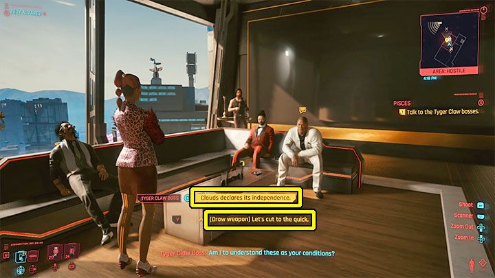 Zostaniesz zmuszony do wyboru opcji zachowania - Cyberpunk 2077: Tysiące twarzy, setki miraży/Pisces (Judy) - solucja - Cyberpunk 2077 - poradnik do gry