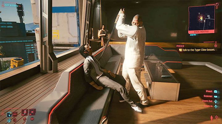 Jeśli wybierzesz ten wariant to szef Tyger Claws zamorduje Hiromiego i dojdzie do porozumienia - Cyberpunk 2077: Tysiące twarzy, setki miraży/Pisces (Judy) - solucja - Cyberpunk 2077 - poradnik do gry